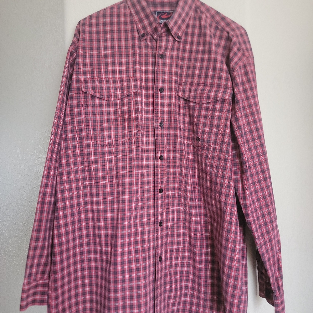 Roper Western Button Front Shirt Mens Large Red Black Plaid Long Sleeve Collared